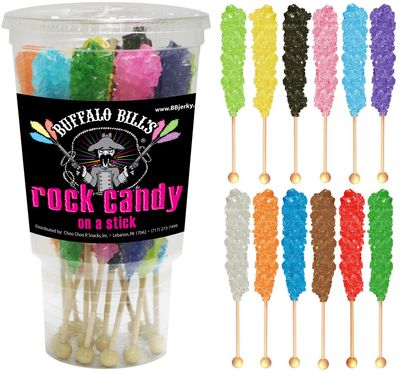 Buffalo Bills Mixed Rock Candy On A Stick (12-ct cup mixed rock candy crystal sticks in 12 flavors)