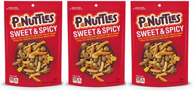 P-Nuttles Sweet &amp; Spicy Butter Toffee Peanuts - Resealable Snacking Bags of Sweet and Spicy Snack Mix, Made in the USA, Kosher Sweet and Spicy Trail Mix 5 Ounce (Pack of 3)