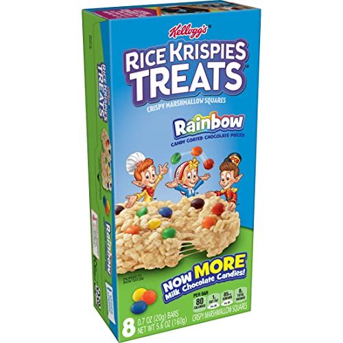 Rice Krispies Treats Marshmallow Snack Bars, Kids Snacks, School Lunch, Rainbow (12 Boxes, 96 Bars)