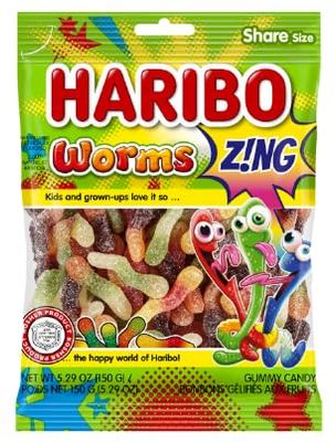 Only Kosher Candy Worms Zing Gummy Candy, Kosher Certified, Share Size, 5.29 Oz Bag (Pack of 6)