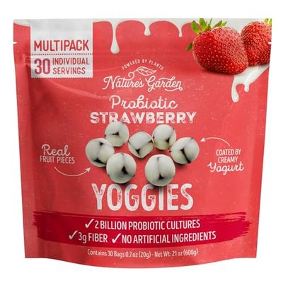 Grocerama Nature&#39;s Garden Probiotic Yoggie Bites, 1.31 Pound Bag Strawberry Yogurt Covered Snack, 30 Pack