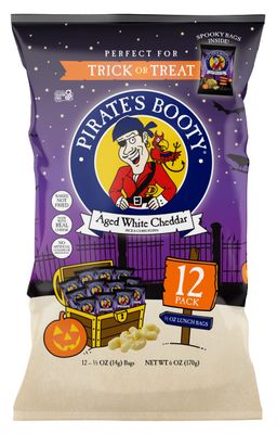 Pirate&#39;s Booty Trick or Treating Aged White Cheddar Cheese Puffs, Gluten Free, Healthy Kids Snacks, 0.5 Ounce individual Snack Bags (Pack of 12)