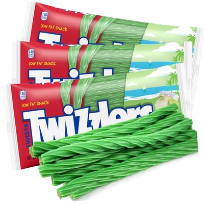 Cream Filled Licorice Candy Twists Full Size - Key Lime Pie Flavored Candy Sticks Soft and Chewy Sweet Candy For Party Favors, Snacks and Treats (3 Pack)