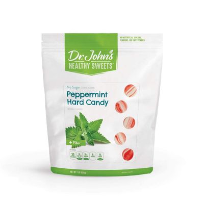 Dr. Johns Sugar Free Candy, Healthy Hard Candy with Zero Sugar, Low Calorie Snacks, Keto Friendly, Vegan, Gluten Free, Peppermint, 100 Count, 1 LB