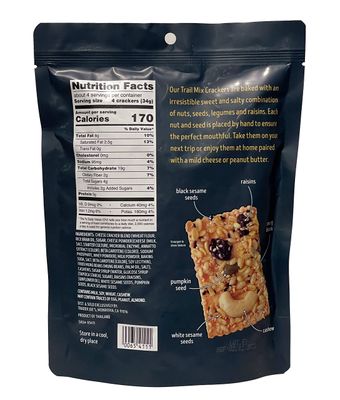 Trader Joe's Trail Mix Crackers with Mung Beans, Seeds, Cashews, Raisins &amp; Cheese - 4.5oz (128g)