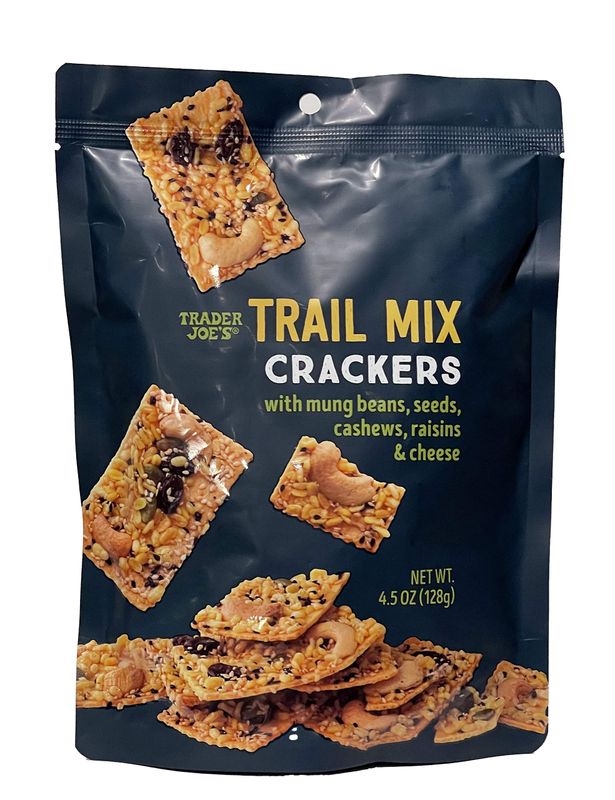 Trader Joe's Trail Mix Crackers with Mung Beans, Seeds, Cashews, Raisins &amp; Cheese - 4.5oz (128g)
