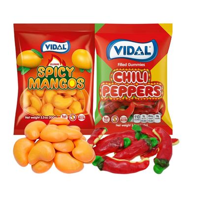 Spicy Lovers Gummy Candy Gift, Vidal Spicy Mangos &amp; Chili Peppers - Pack of 2, 3.5 oz Bags by Lyza&#39;s Sweets &amp; Treats