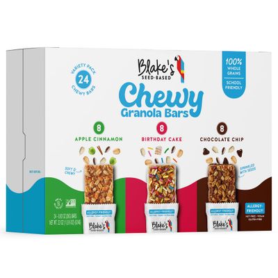 Blakes Seed Based Chewy Granola Bars - Variety Pack (24 Count), Vegan, Gluten Free, Nut Free &amp; Dairy Free, Healthy Snacks for Kids or Adults, School Safe, Low Calorie Soy Free Snack