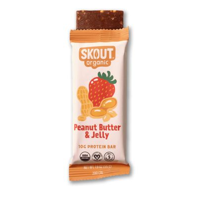 Skout Organic Plant-Based Protein Bars Peanut Butter &amp; Jelly (12 Pack) - 10g Protein - Vegan Protein Bars - Only 5 Ingredients - Easy Snack - Gluten, Dairy &amp; Soy Free