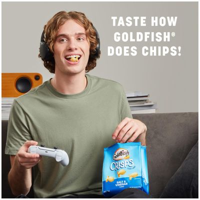 Goldfish Crisps Salt &amp; Vinegar Flavored Baked Chip Cracker Snacks, 6.25 Oz Bag