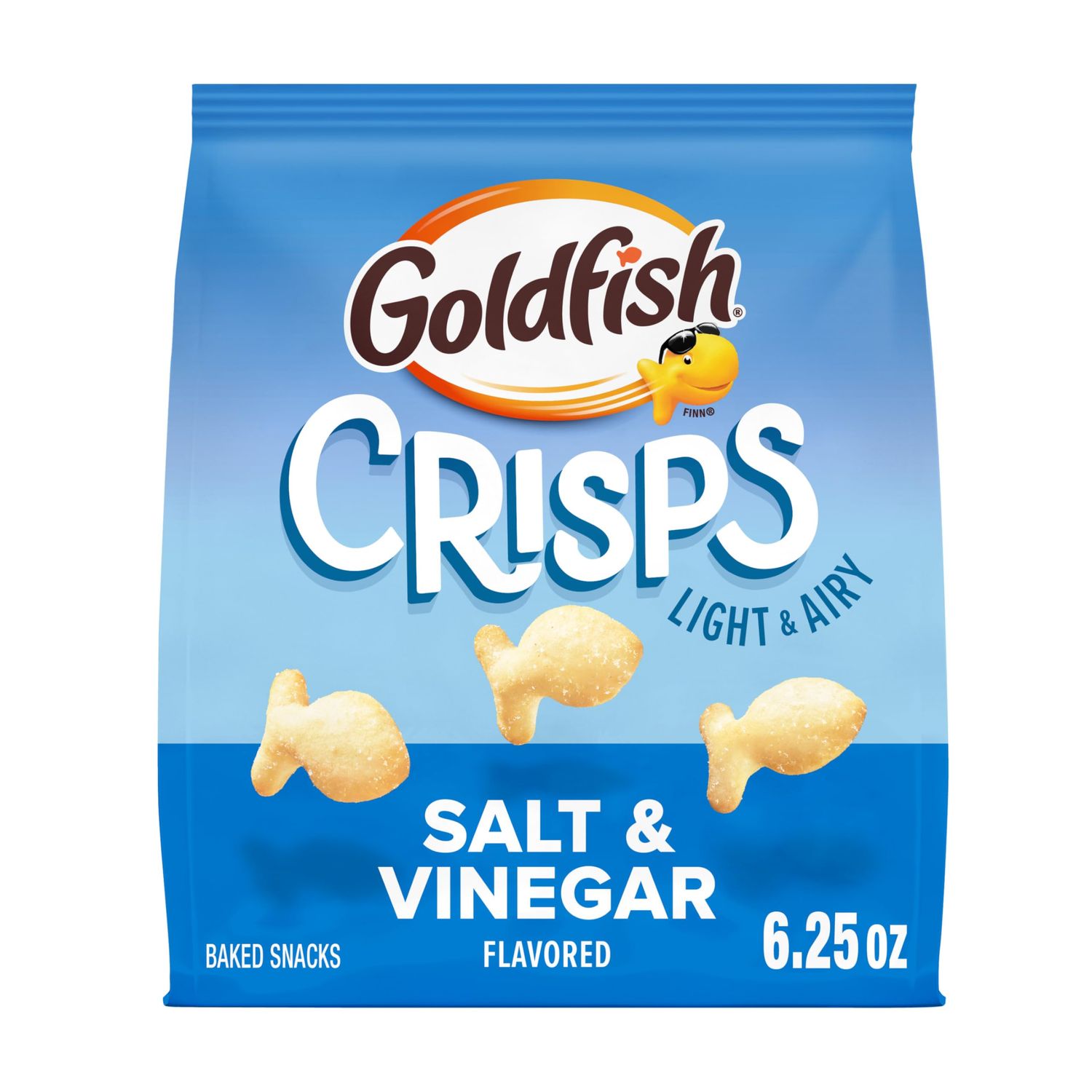Goldfish Crisps Salt &amp; Vinegar Flavored Baked Chip Cracker Snacks, 6.25 Oz Bag