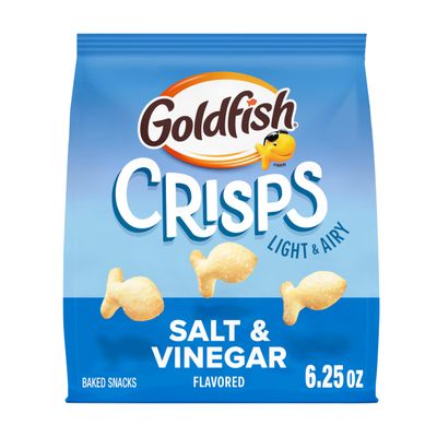 Goldfish Crisps Salt &amp; Vinegar Flavored Baked Chip Cracker Snacks, 6.25 Oz Bag