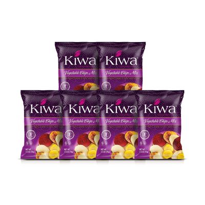 Kiwa Healthy Real Veggie Chips - Vegetable Snacks for Kids &amp; Adults - Exotic Chips with Plantain, Beet, Parsnip, Cassava, Sweet Potato - Gluten-Free &amp; Non-GMO (6 Individual Snacks Pack)