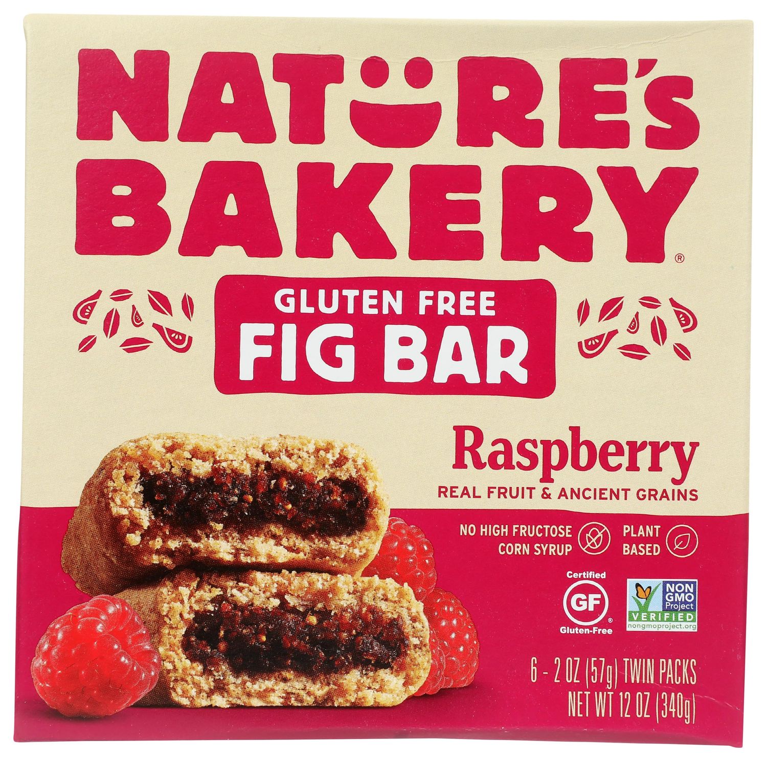 Nature&#39;s Bakery Raspberry Fig Bars, 6 Count, Vegan, Non GMO, 12 Ounces (Pack Of 6)