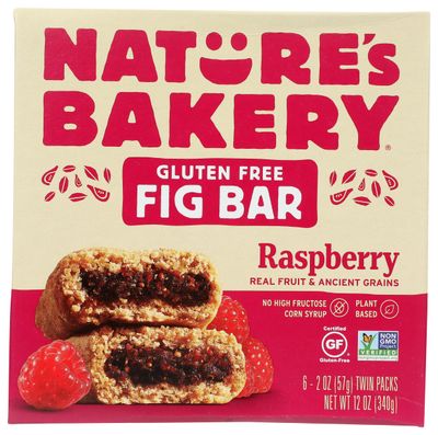 Nature&#39;s Bakery Raspberry Fig Bars, 6 Count, Vegan, Non GMO, 12 Ounces (Pack Of 6)