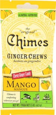 Chimes Gourmet Gluten-Free Mango Ginger Chews 1.5 oz pack of 3