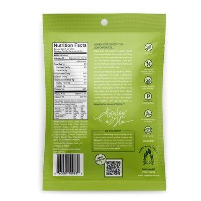 PREVAIL Lemongrass Grass-Fed Beef Jerky | Gluten Free | 100% Grass-Fed | High Protein Snacks | Free of Preservatives | No GMO's | Pack of (3) Bags | 2.25oz