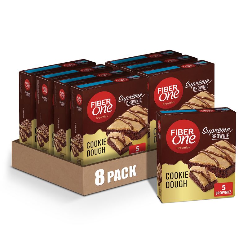 Fiber One Supreme Brownies, Cookie Dough, Snack Bars, 1.13 oz, 5 ct (Pack of 8)