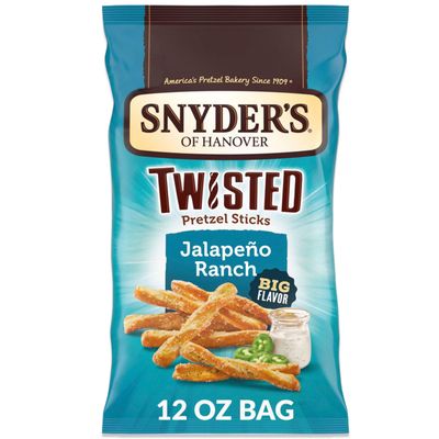 Snyder&#39;s of Hanover, Jalapeno Ranch Twisted Pretzel Sticks, 12 Oz Bag
