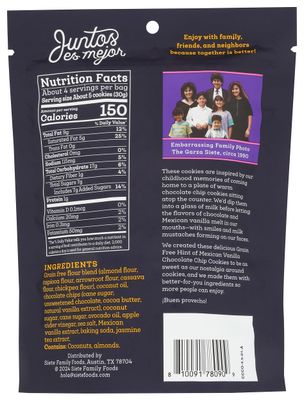 SIETE FAMILY FOODS Mexican Vanilla Chocolate Chip Cookies, 4.5 OZ