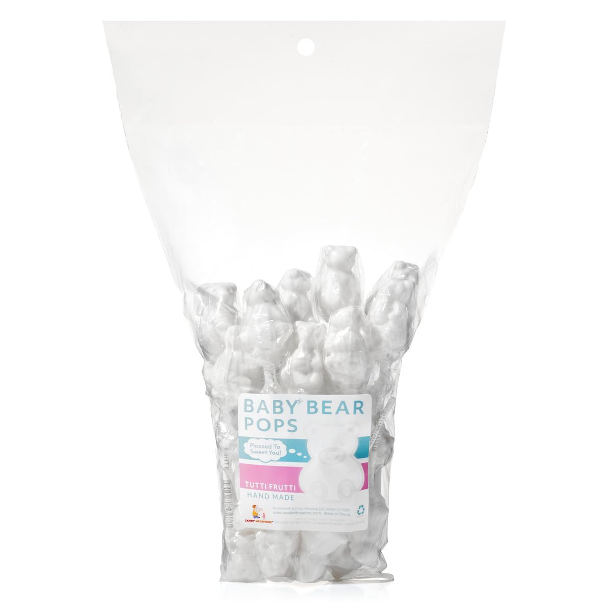 White Bear Pops Lollipop Suckers: Individually Wrapped Baby Bear Candy on a Stick by Espeez - Tutti Frutti Bears (24 Count)