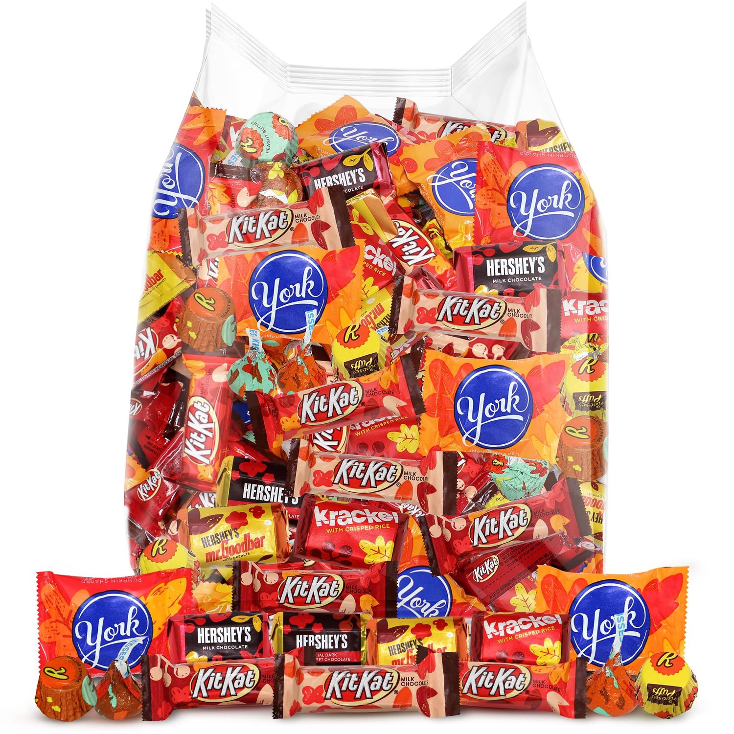 Bulk Fall Candy Milk Chocolate Autumn Mix - 2lb Individually Wrapped Harvest Chocolate Candy For Thanksgiving Party Favors, Treats &amp; Snacks