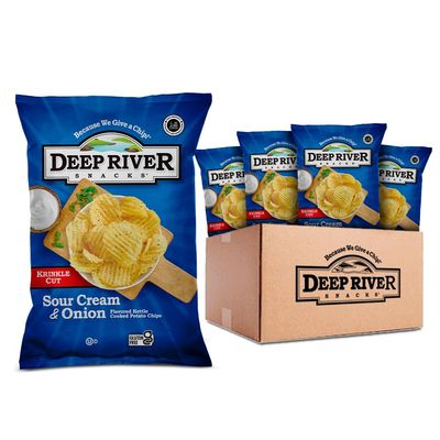 Deep River Snacks Krinkle Cut Chips, Sour Cream &amp; Onion, 2 Ounce (Pack of 24)