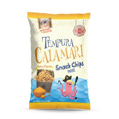 Swashbuckle Snacks Crispy Tempura Calamari Snack Chips Curry Flavor 0.95oz (27g) - 5 pack, Made in Japan, Otsumami