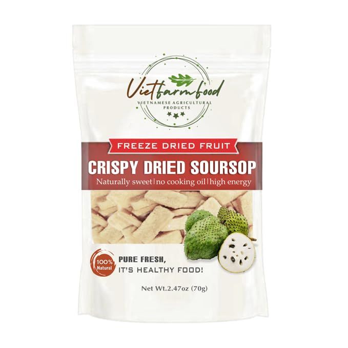 CRISPY DRIED SOURSOP 2.47 Oz (70g) VIETFARMFOOD: Freeze-Drying Fruit Stick, Instant Food Made From 100% Pure Fresh Fruit, no Sugar Added, no Sulfur, no Salt, no Cooking Oil, Convenient Gift or Snack.