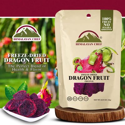 Himalayan Chef Freeze-Dried Dragon Fruit 15g | Organic Dried Fruit Snacks, Healthy Snack for Kids & Adults, Freeze-Dried Fruit for On-the-Go
