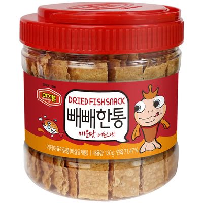 Official MURGERBON Korean Dried Fish Snack, Spicy Flavor, Chewy Texture, Perfect Party Sized Tub for Sharing, Light, Crunch Snacks(4.23 oz)