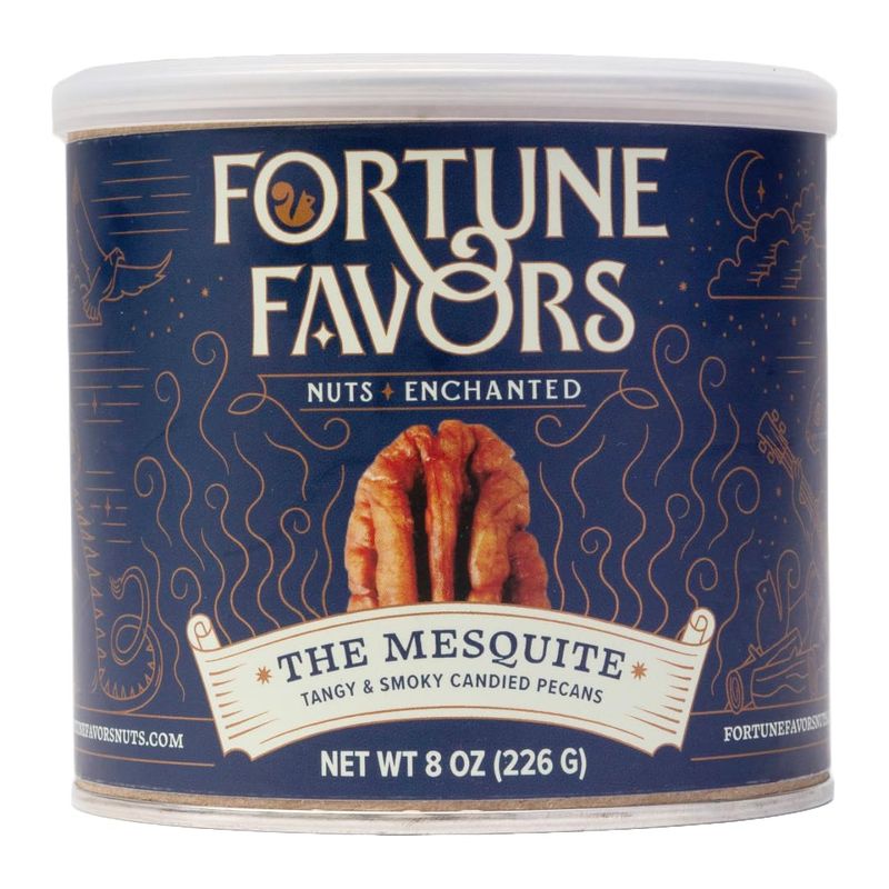 Fortune Favors Candied Pecans, Sweet and Salty Snack, Hand Crafted in Small Batches, USA-Grown (8oz, Mesquite)