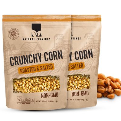 Natural Craving Toastad Corn Nuts, Roasted &amp; Salted Original Flavor, Non-GMO (All Natural Ingredients) Guilt-Free snacking Toasted Corn Kernels in Reseable Bag - Crunchy Snack (Corn Nuts x2)