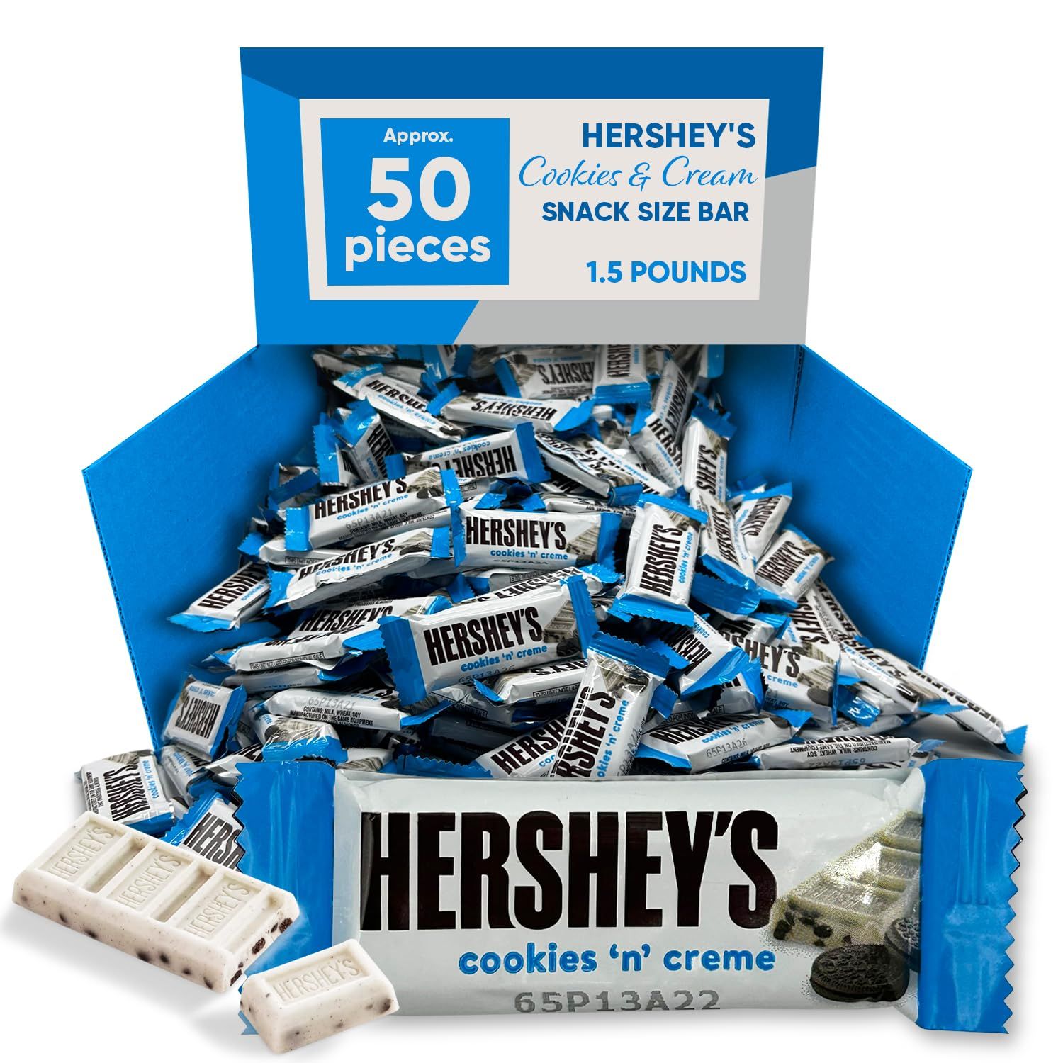 Chocolate Snack Size Bar Cookies and Creme 1.5 pounds approx 50 pieces of Perfect Holiday Treats for Adults and Kids - Individually Wrapped Bulk Chocolate Candy - Ideal for a sweet and crunchy treat