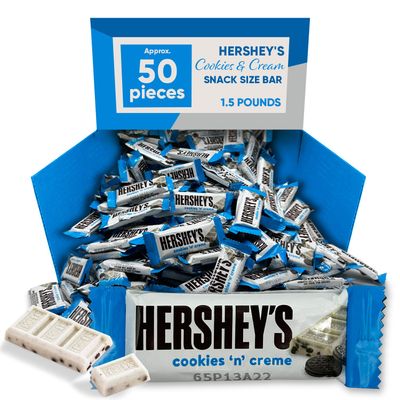 Chocolate Snack Size Bar Cookies and Creme 1.5 pounds approx 50 pieces of Perfect Holiday Treats for Adults and Kids - Individually Wrapped Bulk Chocolate Candy - Ideal for a sweet and crunchy treat