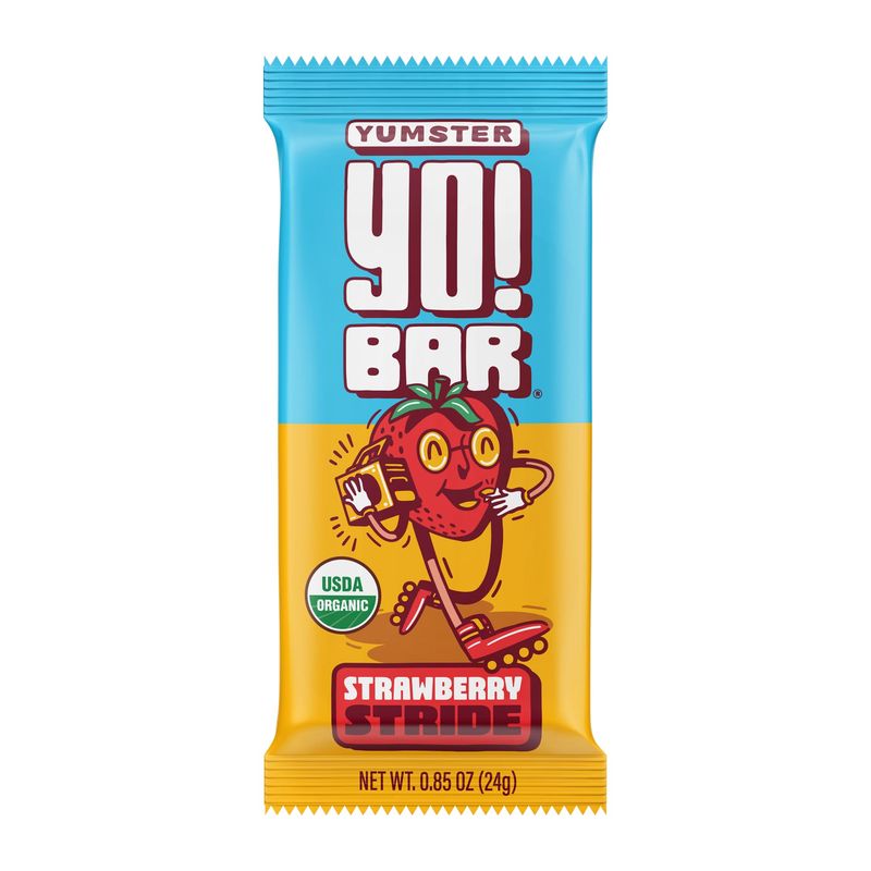 Yo Bar by Bearded Brothers Vegan Organic Kids Bar | Gluten Free, Paleo and Whole 30 | Soy Free, Non GMO, Low Glycemic, No Sugar Added, Fiber  Whole Foods | Strawberry | 25 Bars