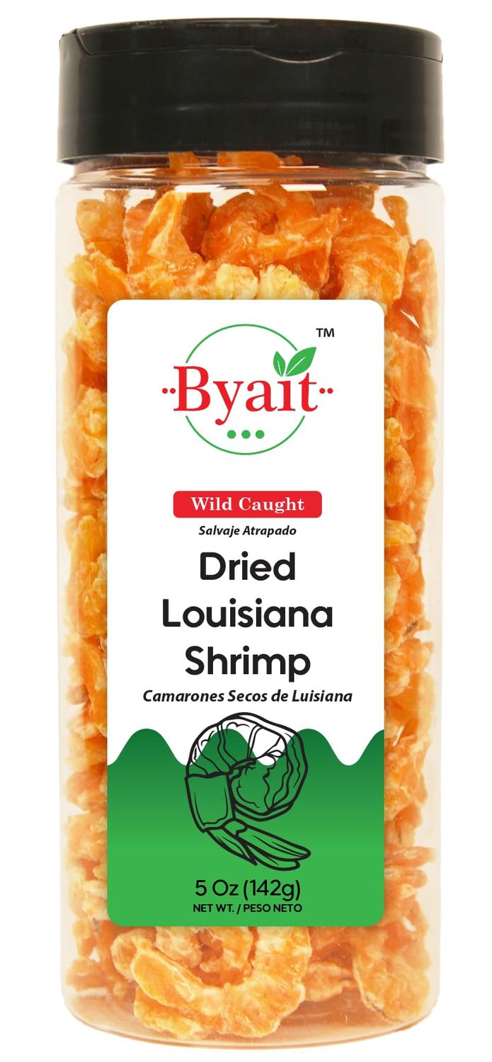 Byait Dried Louisiana Shrimp 5 Oz - Approx. 230 Pieces, Fresh-Caught &amp; Dehydrated for Snacks, Seafood Salad, Pad Thai, Ramen Toppings, or Soup, Premium Wild-Caught Shrimp, MSG-Free, Non-GMO