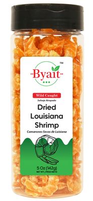 Byait Dried Louisiana Shrimp 5 Oz - Approx. 230 Pieces, Fresh-Caught &amp; Dehydrated for Snacks, Seafood Salad, Pad Thai, Ramen Toppings, or Soup, Premium Wild-Caught Shrimp, MSG-Free, Non-GMO