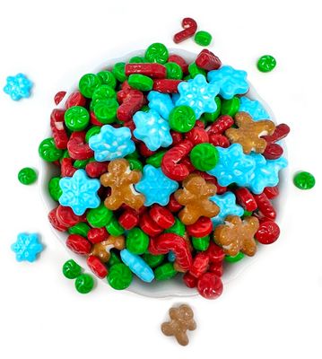 SweetGourmet Winter Wonderland Press Candy Mix - Gingerbread Men, Candy Cane, Snowflakes and Pinwheel | 1 Pound