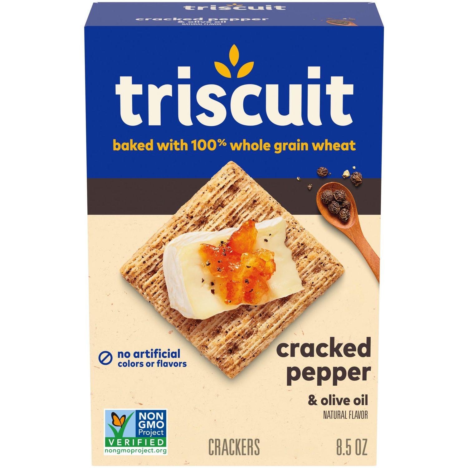 Triscuit Cracked Pepper &amp; Olive Oil Whole Grain Wheat Crackers, 8.5 oz