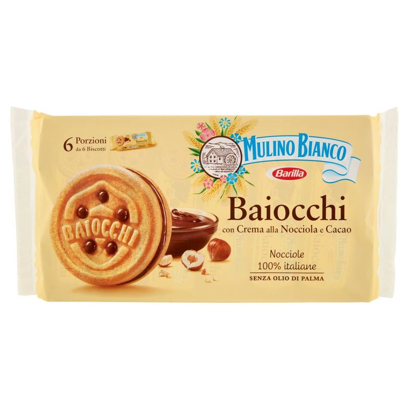 Baiocchi Cookies with Hazelnut and Cocoa Cream Snack Pack by Mulino Bianco - 11.8 oz.