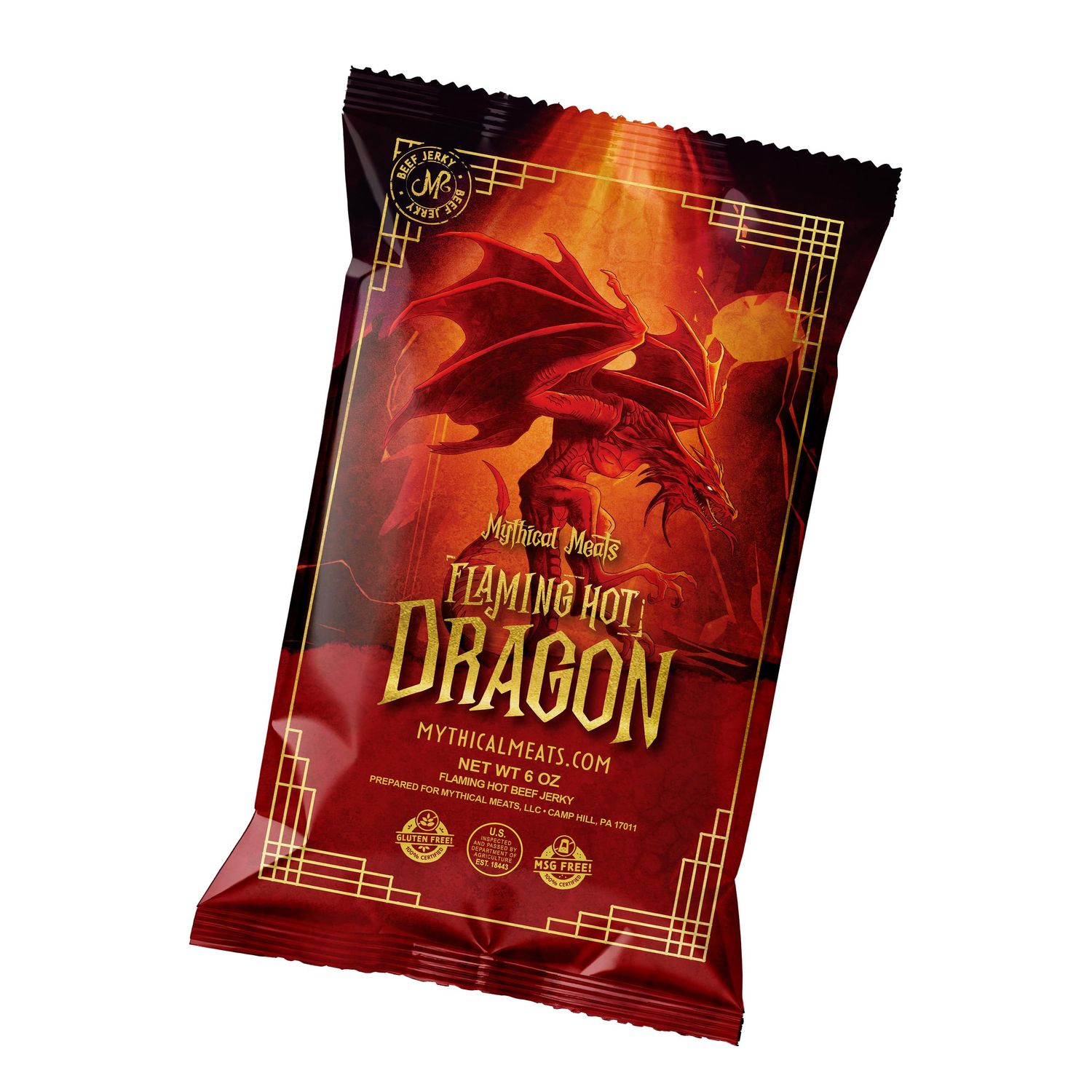 Mythical Meats Dragon Beef Jerky - 6oz, Flaming Hot Flavor, High Protein Snack, Made in USA
