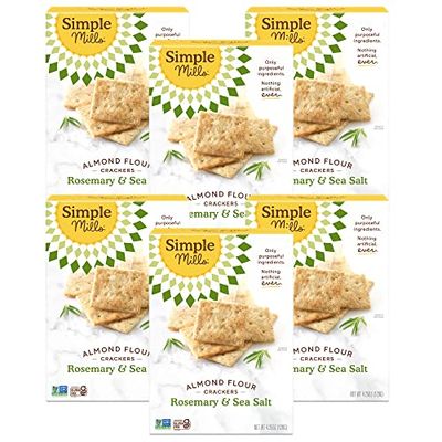Simple Mills Almond Flour Crackers, Rosemary &amp; Sea Salt - Gluten Free, Vegan, Healthy Snacks, 4.25 Ounce (Pack of 6)