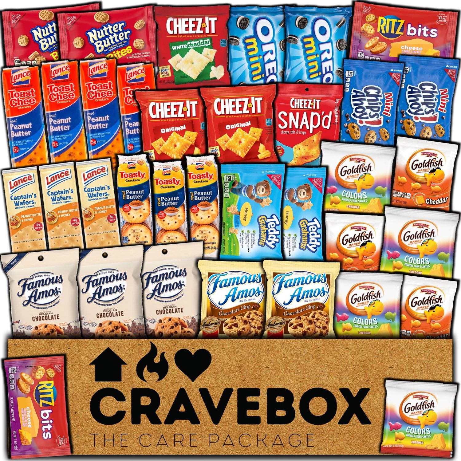 Cookies and Crackers Variety Pack - Valentines Day Assortment Snack Box for Kids, Adults, Students, Lunches, Gifts - Snack Pack Care Package Gift - Study Package College Back to School