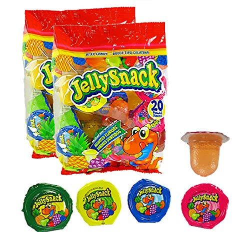 Jelly Snack Fruit Jelly Candy - Pack of 2 Bags (20 Cups Each) - Assorted Flavors