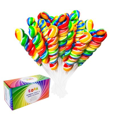 Rainbow Twisty &amp; Swirl Lollipops 20 Pack, Unicorn Candy Twist Lollipops Individually Wrapped Suckers, Kid&#39;s Lollipops Candy Bulk for Birthday Party Favors, Mixed Fruit Flavor