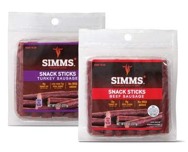 Simms Premium Snacks Sticks Beef Sausage and Turkey Sausage No MSG