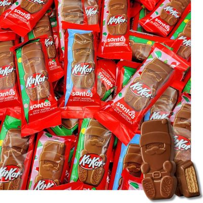KITKAT Milk Chocolate Wafer Snack Size Santas, Christmas Candy Bag, Festive Holiday Treats for Gifting, Stocking Stuffers, Baking, and Holiday Party Favors, Individually Wrapped Seasonal Chocolates