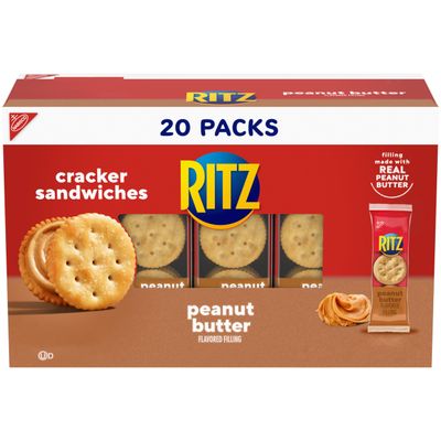 RITZ Peanut Butter Sandwich Crackers, 20 Snack Packs (6 Crackers Per Pack)