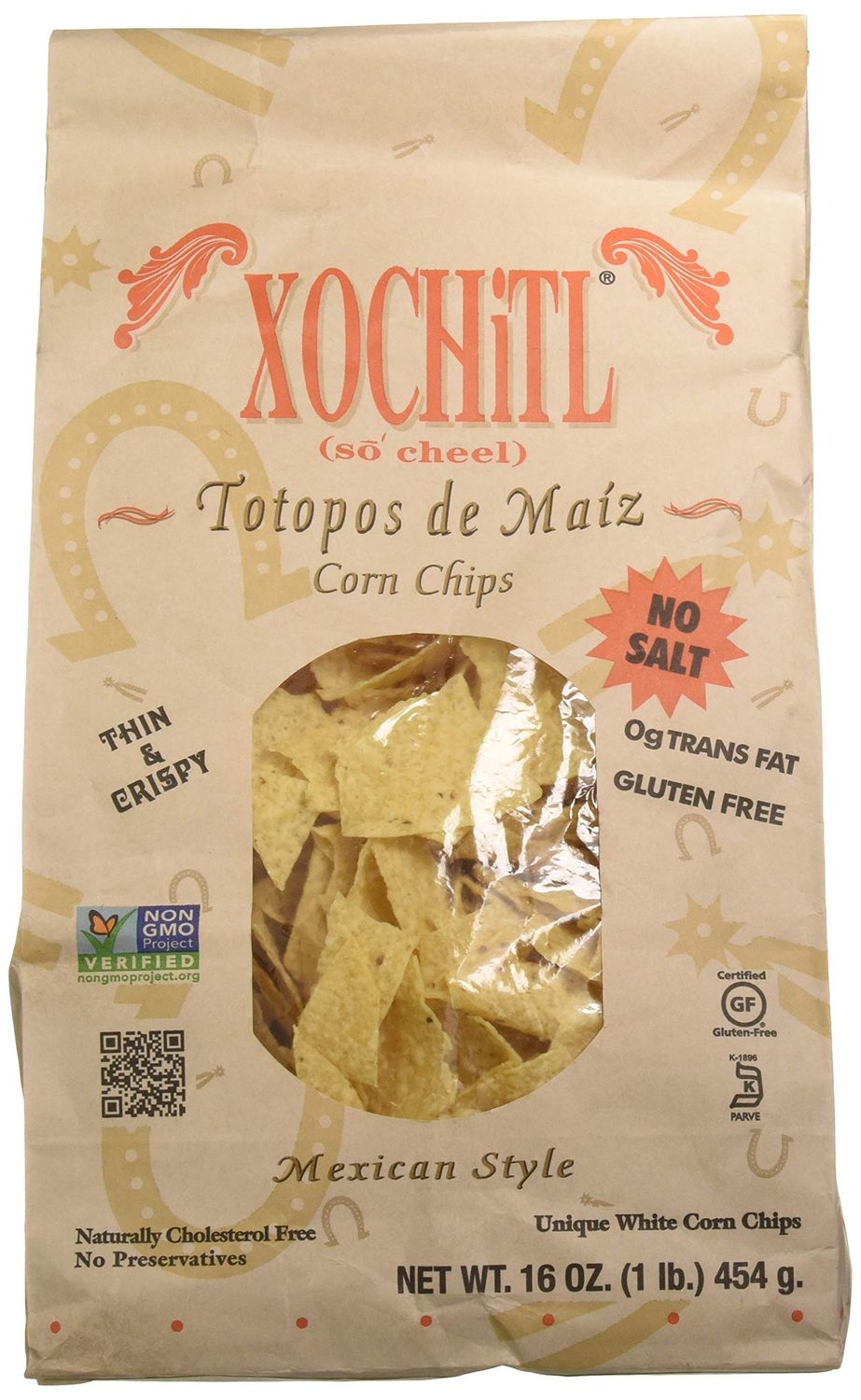 Xochitl Corn Chips, 16 - Bags, No Salt, 144 Oz, (Pack of 9)